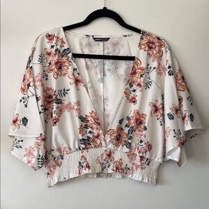SHEIN|Floral Kimono Sleeve Crop Blouse| XL|EUC
